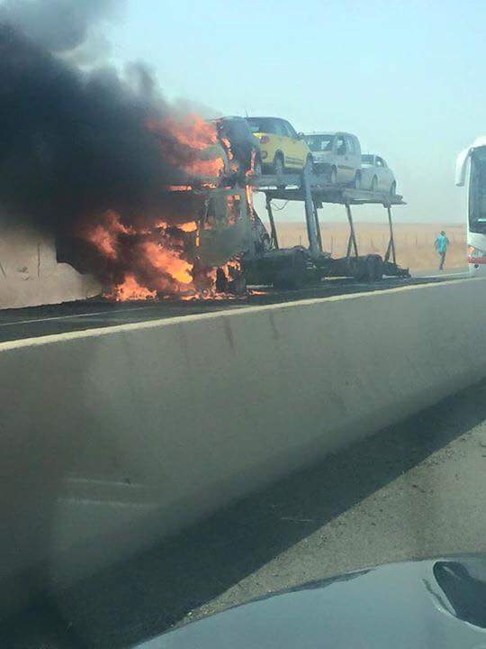 على مستوى الطريق السيار الدار البيضاء مراكش.. النيران تلتهم شاحنة (صور)