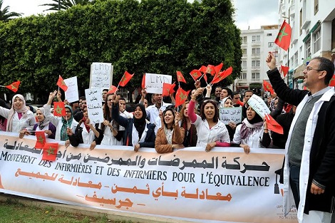 للمطالبة بالمعادلة.. مسيرة وطنية للممرضين في مراكش