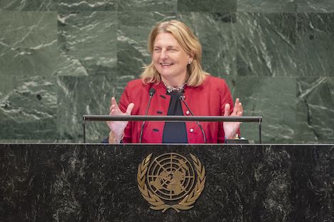بالفيديو من الأمم المتحدة.. وزيرة خارجية النمسا تلقي خطابا باللغة العربية