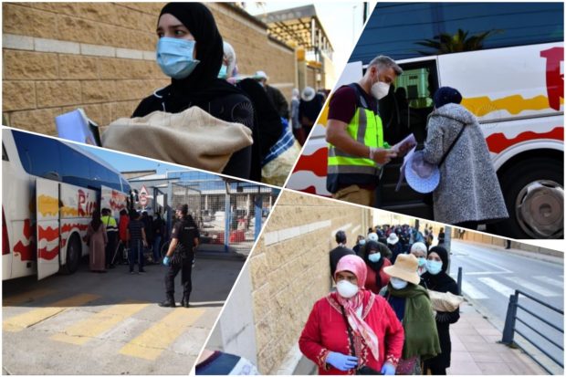 بالصور والفيديو.. 300 مغربي من العالقين في سبتة يعودون إلى وطنهم